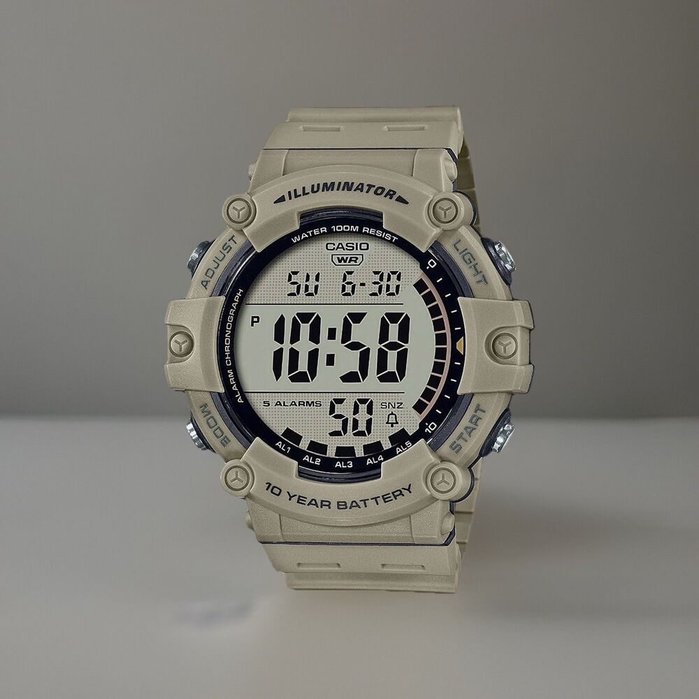 Casio Digital Watch AE1500WH-5AVKC Tan Khaki Wide Face 10YR Battery, NEW In Box